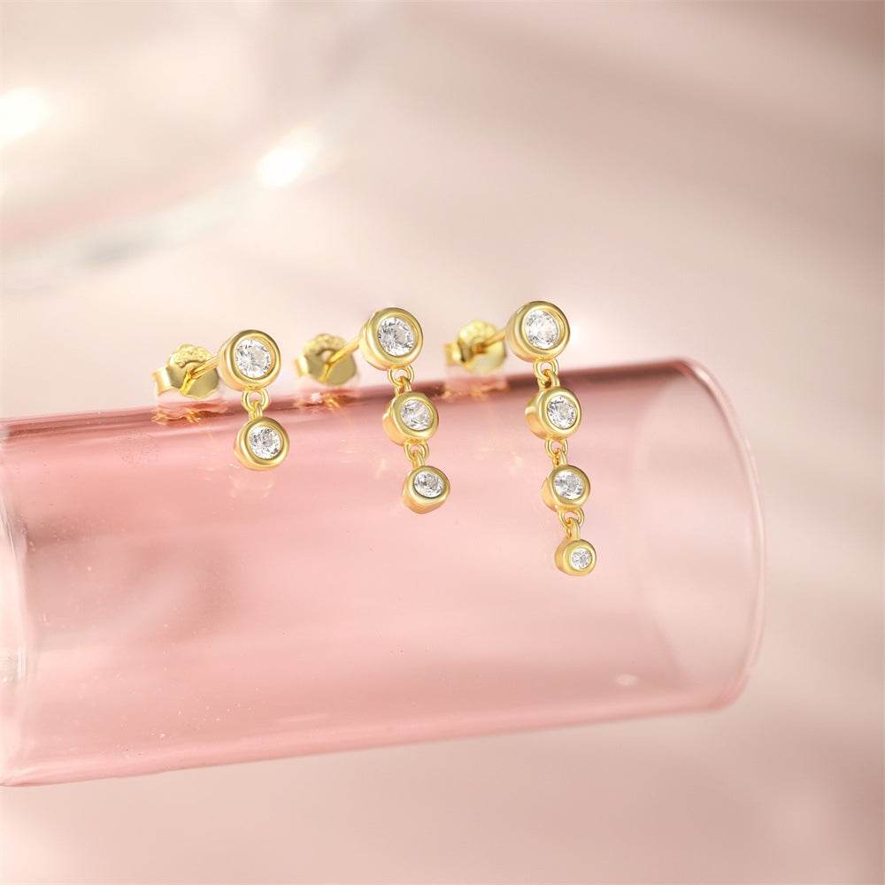 Zircon Three Piece S925 Women's Ear Studs Set