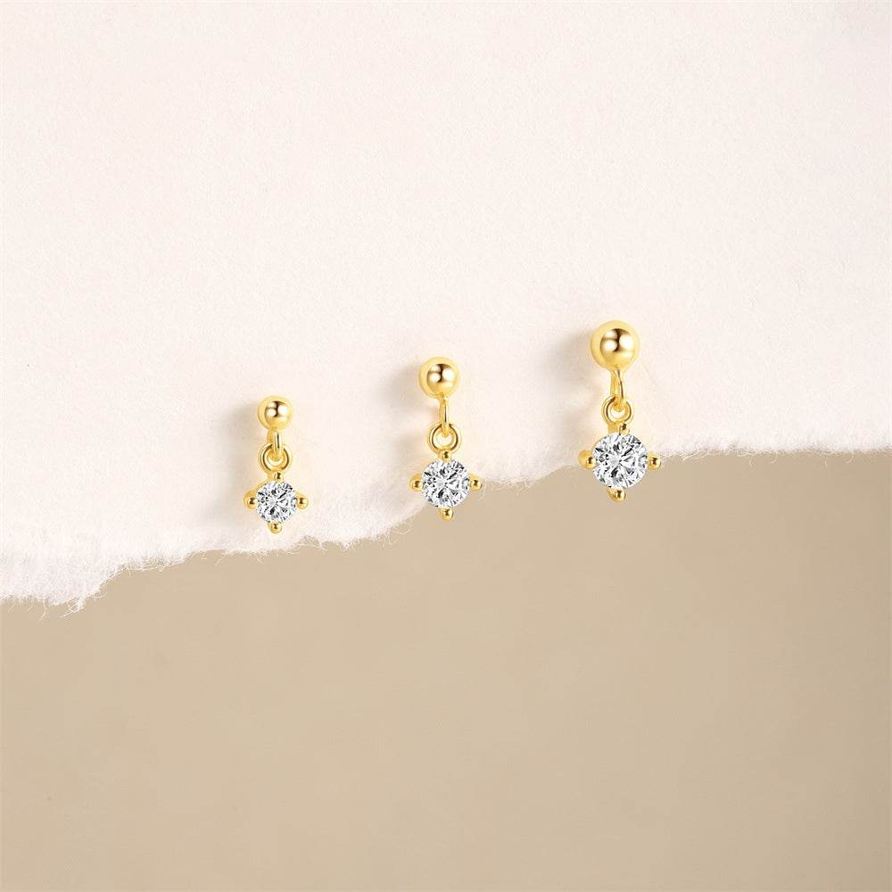 Zircon Three Piece S925 Women's Ear Studs Set - MOWTE