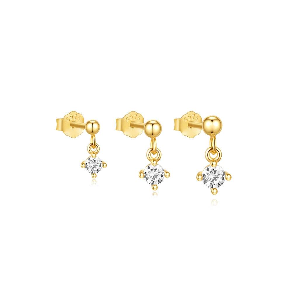 Zircon Three Piece S925 Women's Ear Studs Set - MOWTE