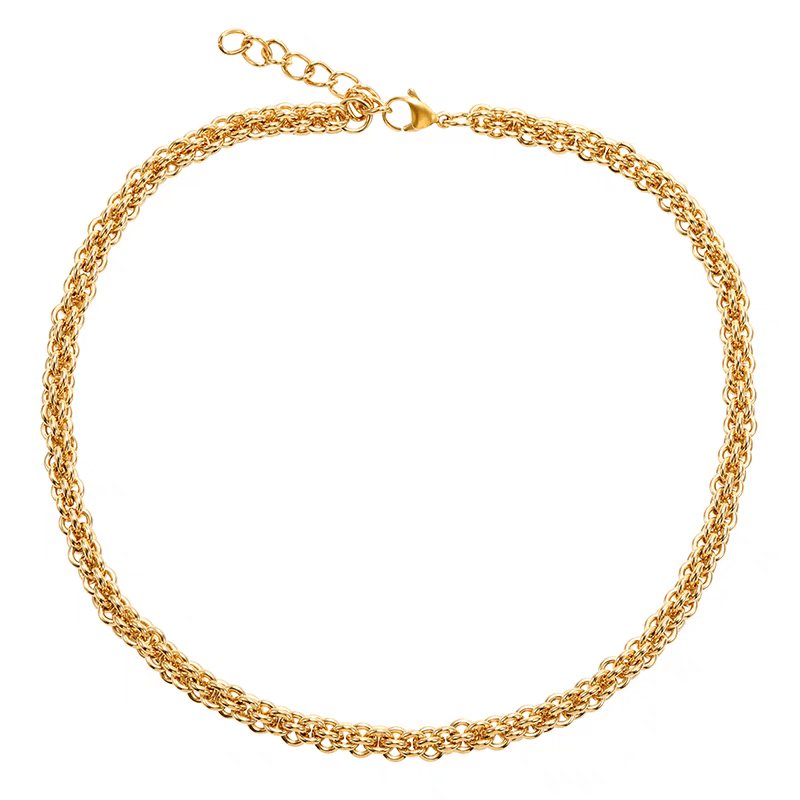 18K gold necklace men's and women's hip-hop high-end titanium steel lock chain - MOWTE