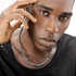 Spotted green stone bead necklace retro trendy gold round bead sweater chain versatile for men - MOWTE