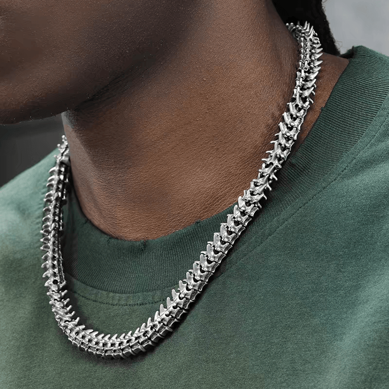 Titanium steel keel necklace men's hip-hop personality retro style domineering collarbone chain - MOWTE