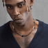 Black pointed stone necklace men's retro trend niche design agate pearl bead collarbone chain women's ins - MOWTE