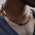 Black pointed stone necklace men's retro trend niche design agate pearl bead collarbone chain women's ins - MOWTE