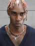 Black pointed stone necklace men's retro trend niche design agate pearl bead collarbone chain women's ins - MOWTE