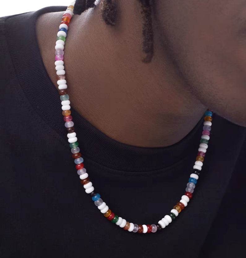 Natural colored agate shell necklace for men and women versatile trendy INS collarbone chain - MOWTE