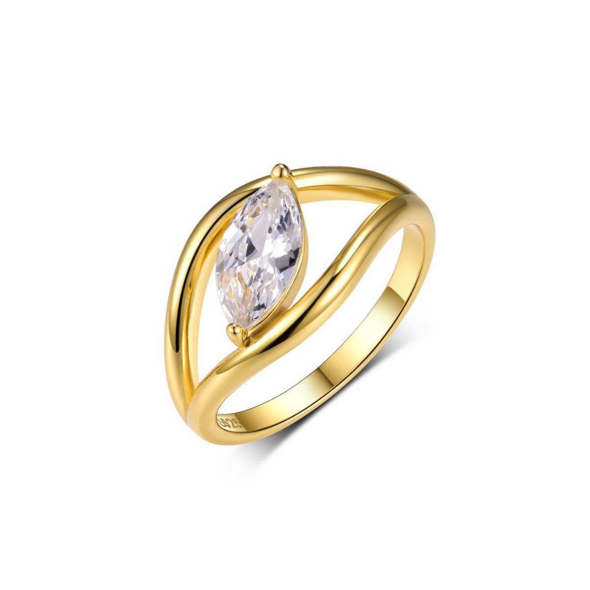 S925 Silver Ring with 1ct Marquise-Cut Center Stone Exquisite for Stacking - MOWTE