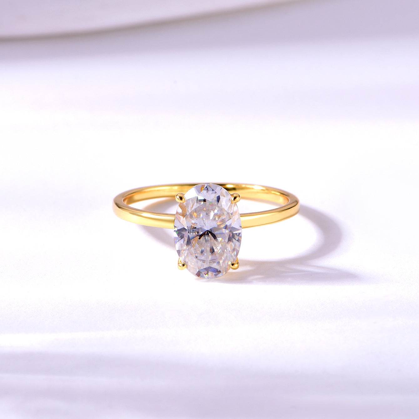 S925 Silver Ring with 2.5ct Oval-Cut Center Stone Exquisite for Stacking - MOWTE