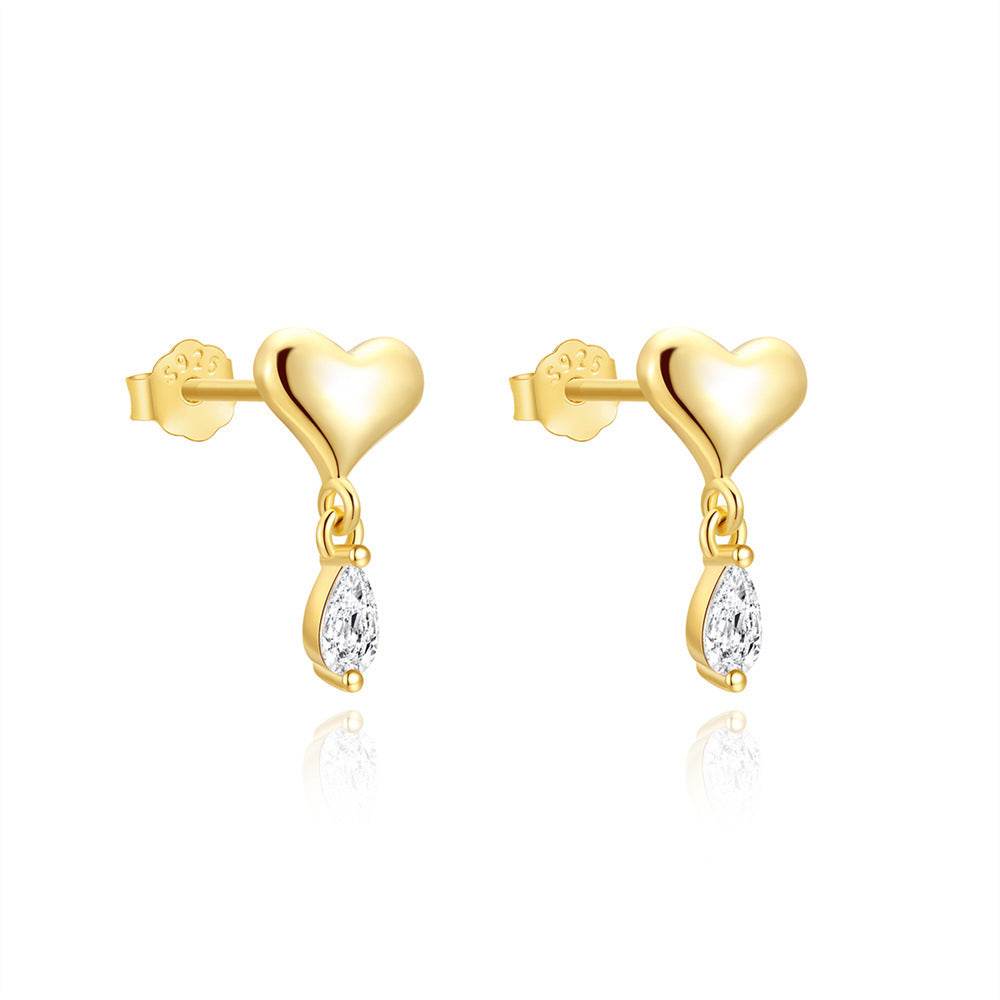S925 sterling silver heart-shaped zircon pendant for daily wear earrings - MOWTE