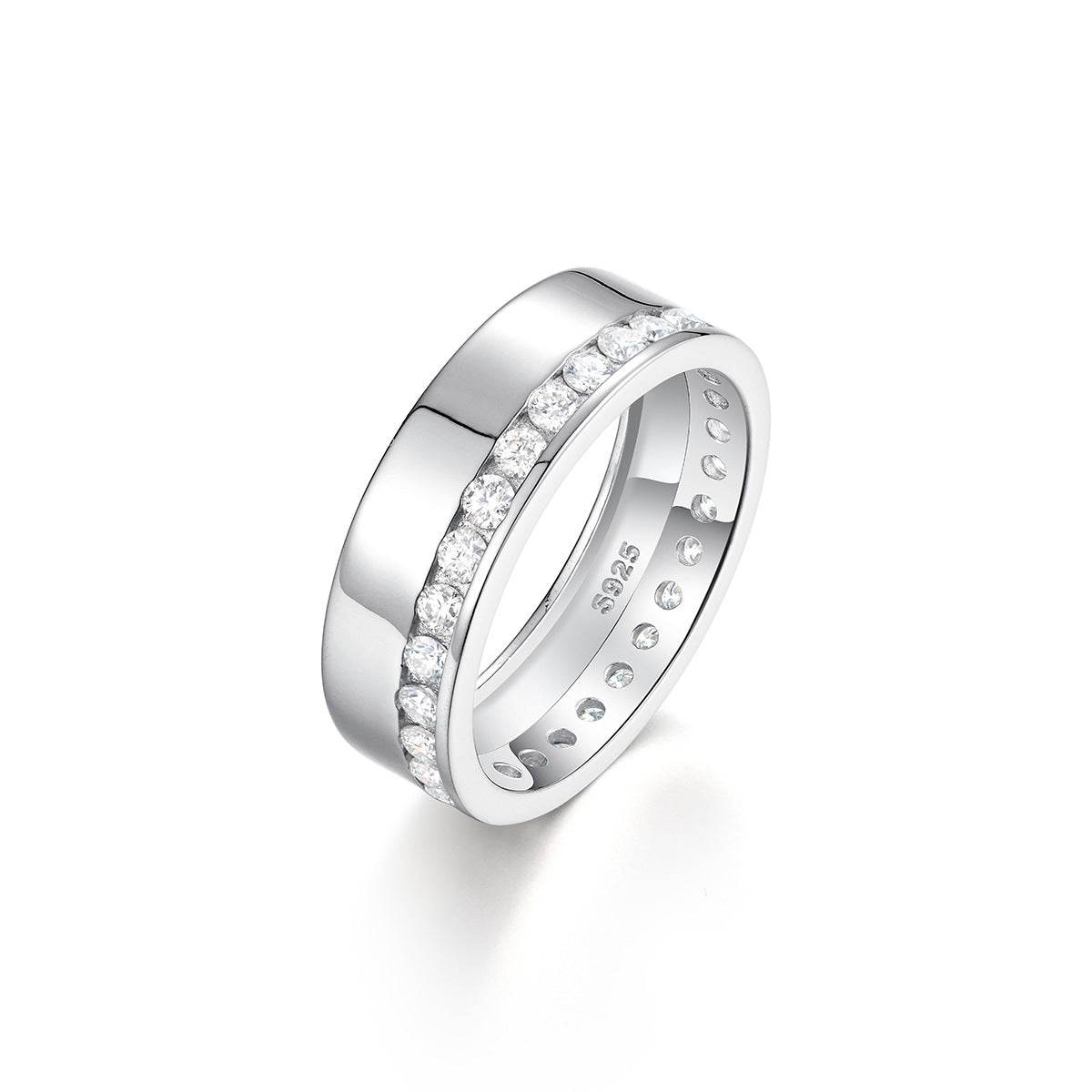 S925 Silver Ring Moissanite Ring Classic Style Versatile Wedding Pair Ring - MOWTE