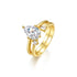 S925 Silver Two-Piece Set Moissanite Ring with 2ct Pear cut Center Stone Exquisite Stacking Wedding - MOWTE