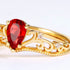 14K gold-plated palace retro Japanese ring women's garnet open crown ring niche simple original design - MOWTE