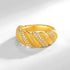 Fried Dough Twists Brushed Ring Women ins Cool S925 Sterling Silver Gold Plated Zircon Ring - MOWTE