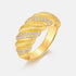 Fried Dough Twists Brushed Ring Women ins Cool S925 Sterling Silver Gold Plated Zircon Ring - MOWTE