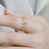 Light luxury carved hollow natural elongated stone ring S925 silver plated 10K gold ring - MOWTE