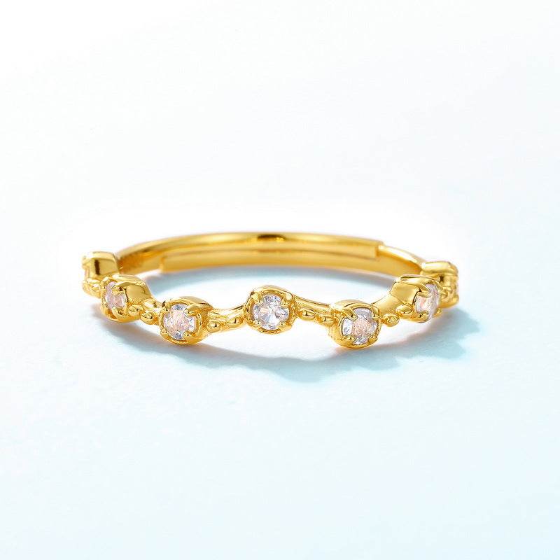 Light luxury S925 sterling silver ring fashionable and simple white crystal ring for women - MOWTE