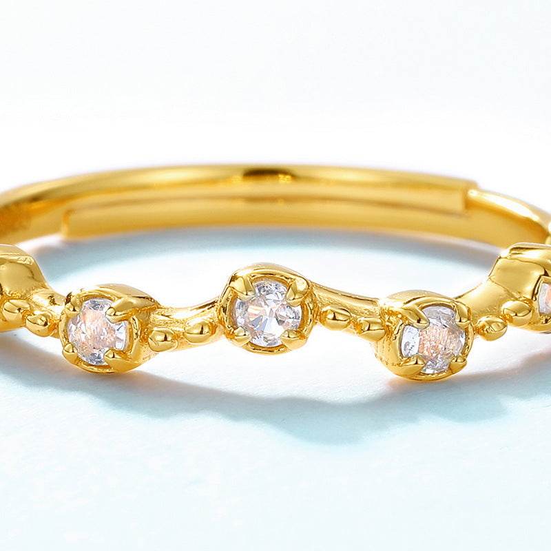 Light luxury S925 sterling silver ring fashionable and simple white crystal ring for women - MOWTE