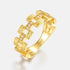 Square ring light luxury retro S925 pure silver gold-plated band niche design - MOWTE