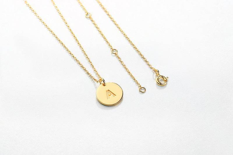 Light gold 26 letter pendant S925 silver necklace collarbone chain - MOWTE