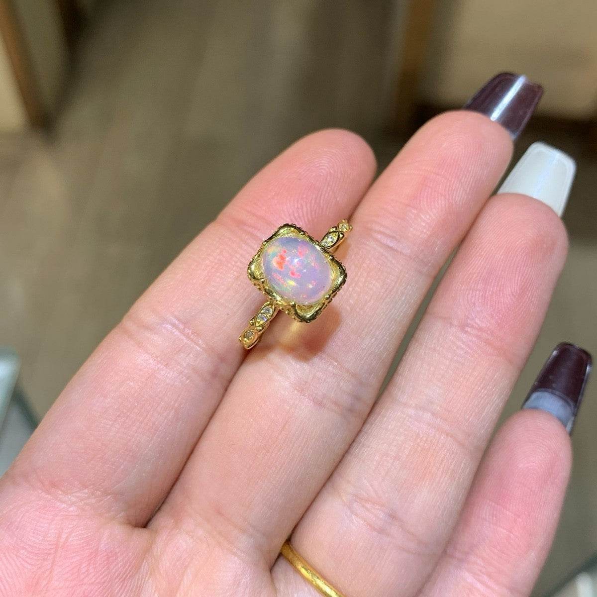 S925 pure silver natural opal ring - MOWTE