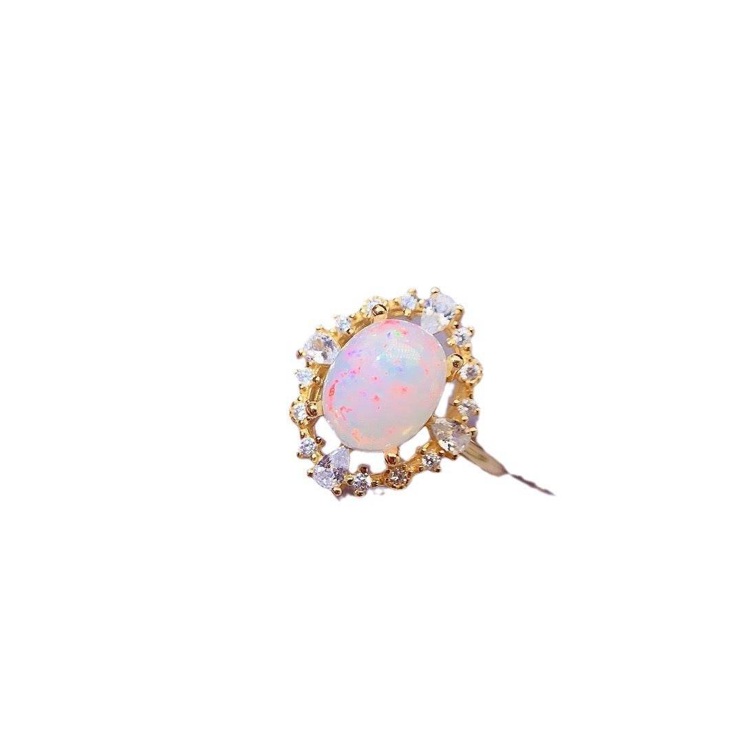 S925 pure silver natural opal ring - MOWTE