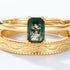 Light Luxury 925 Gold-Plated Green Moss Ring for Women Adjustable Agate Finger Ring with Aquatic Grass Design - MOWTE