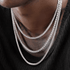 Plated platinum tennis chain full diamond necklace for men hip-hop trend street rhinestone collarbone chain for women - MOWTE