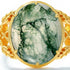 Vintage-style Moss Green Ring – Light Luxury 925 Silver Adjustable Ring with Intricate Engravings - MOWTE
