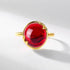Red garnet S925 pure silver gold-plated ring - MOWTE