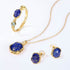 Lapis lazuli geometric 925 silver ring for women classic and elegant plated with 10K gold color treasure ring - MOWTE