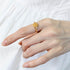 Light Luxury Classical Leaf 925 Silver Plated 9K Gold Ring Women's Mori Girl Style Delicate Floral Pattern Shiny Gold Band - MOWTE