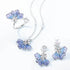 Light Luxury Gradual Guilloché Enamel Ring Blue Petal Design Adjustable Open Band for Women Elegant & Versatile - MOWTE