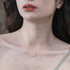 Unique Vintage 925 Silver Pendant Necklace Minimalist Fashion Natural Rose Quartz Collarbone Chain for Women - MOWTE