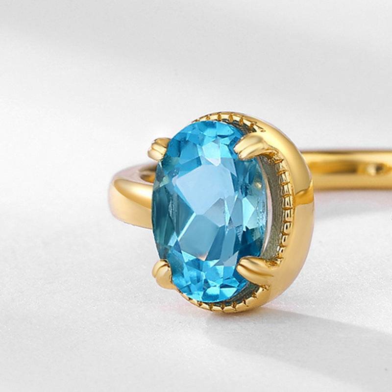 Vintage Celestial Topaz Ring Handcrafted Sterling Silver Gold-Filled Openwork Band - MOWTE