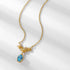 Artisan Vintage Necklace Genuine Swiss Blue Topaz with Silver Filigree Detailing - MOWTE