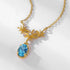 Artisan Vintage Necklace Genuine Swiss Blue Topaz with Silver Filigree Detailing - MOWTE