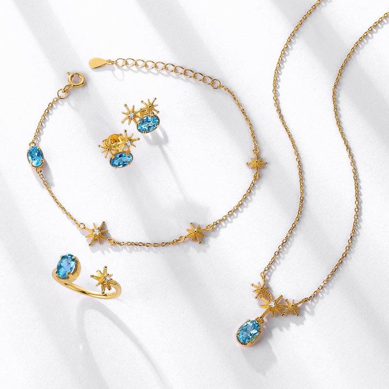 Elegant Swiss Blue Topaz Silver Bracelet Perfect Everyday Jewelry for Women - MOWTE