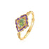 Vintage Enamel Opal Ring S925 Sterling Silver with Hand-Painted Cloisonné & Adjustable Open Band - MOWTE