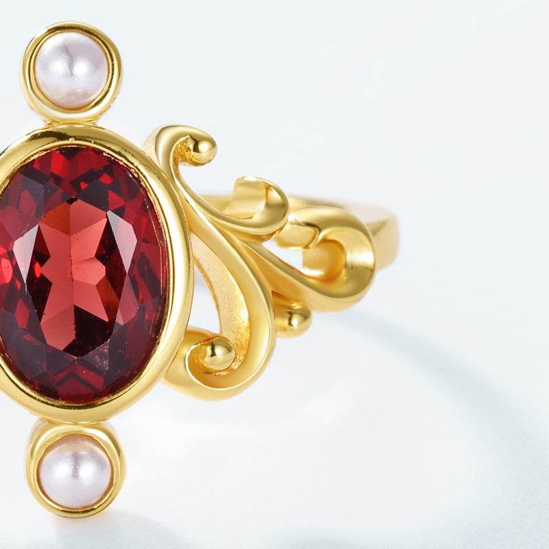 Regal Crown Garnet Ring Handcrafted 925 Sterling Silver Statement Piece - MOWTE