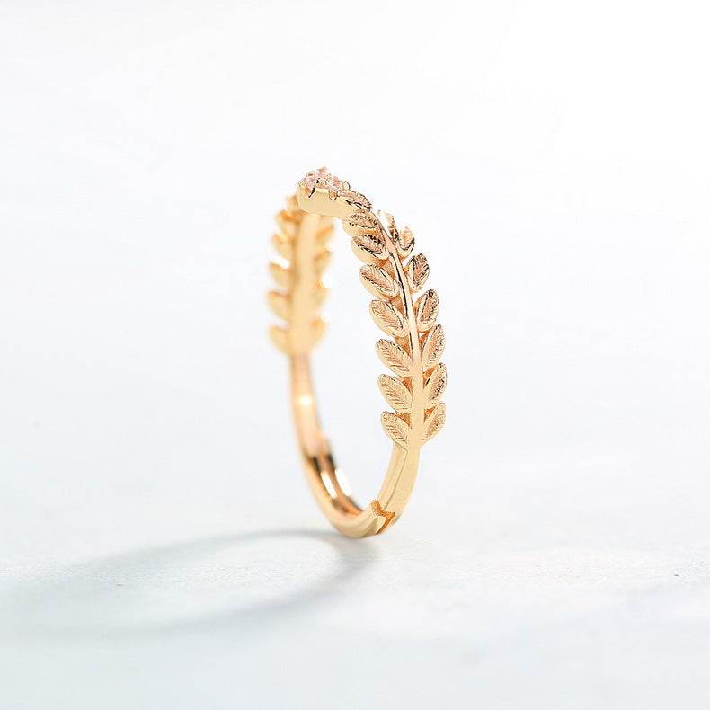 Women's S925 Sterling Silver Olive Branch Ring – Fashionable Adjustable Open Ring - MOWTE