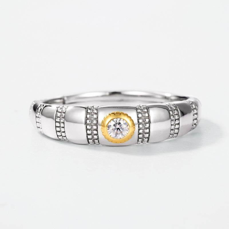 New Trendy Two-Tone Plated S925 Sterling Silver Ring for Women – Unique Minimalist Design - MOWTE
