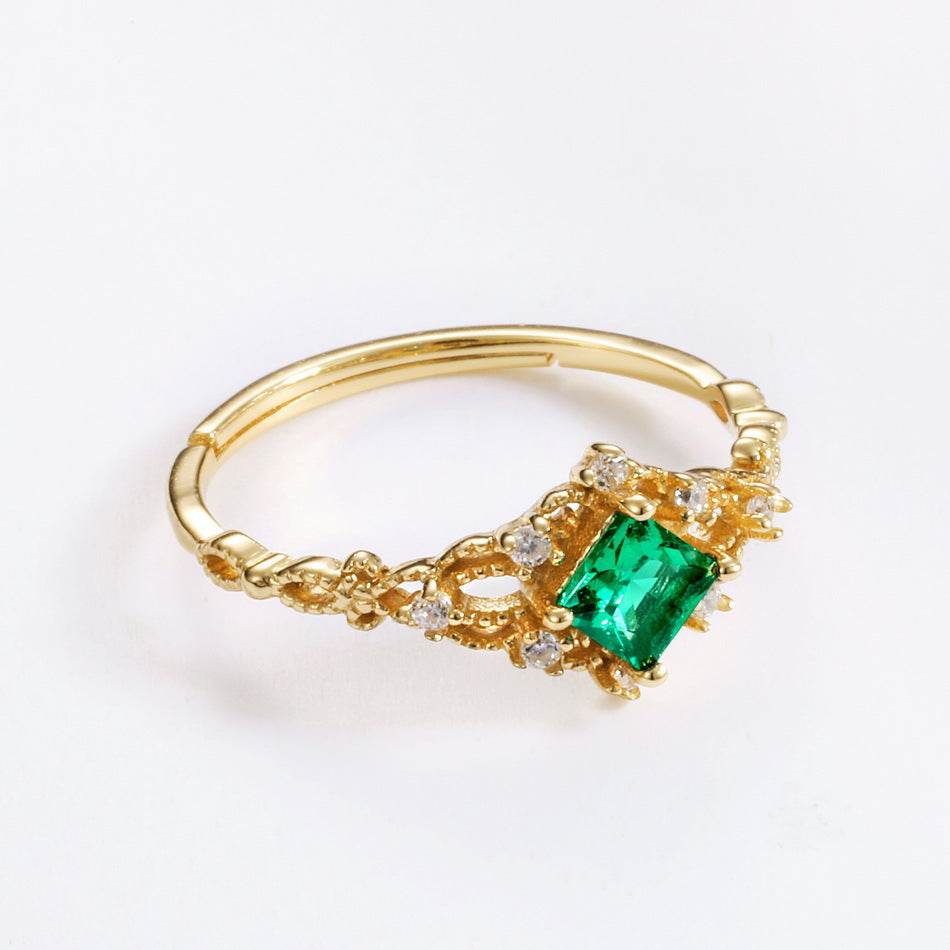 Diamond-Encrusted Luxury Openwork Ring – Ins Minimalist Hollow Design with Adjustable Cold Tone Band - MOWTE