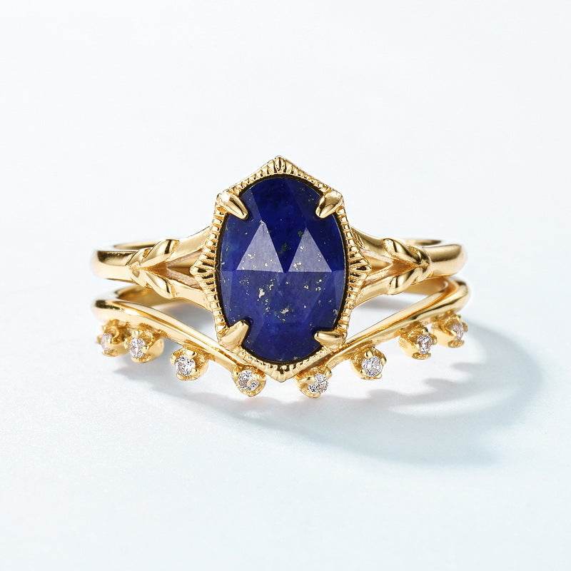 Light luxury retro natural lapis lazuli layered ring S925 pure silver gemstone ring - MOWTE