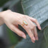 Geometric Amazonite Ring for Women Vintage Engraved S925 Sterling Silver Band - MOWTE