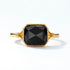 Luxury Natural Onyx Sterling Silver Ring for Women S925 Silver 9K Gold Plated Vintage Adjustable Open Band - MOWTE