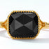 Luxury Natural Onyx Sterling Silver Ring for Women S925 Silver 9K Gold Plated Vintage Adjustable Open Band - MOWTE