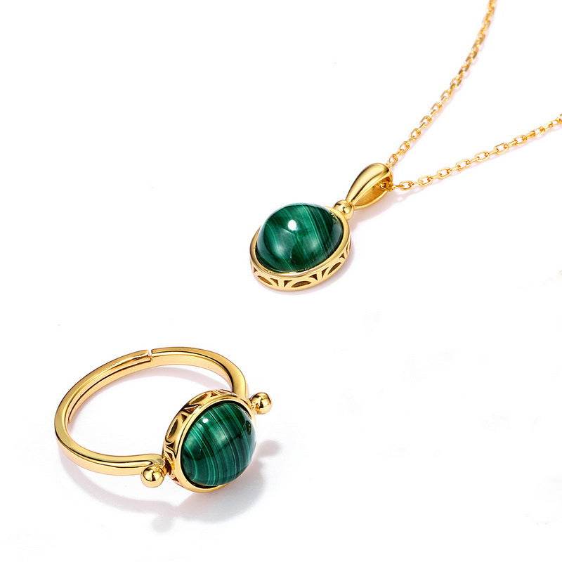Pastel-Colored Ring for Women – Luxury Malachite Sterling Silver Statement Jewelry - MOWTE
