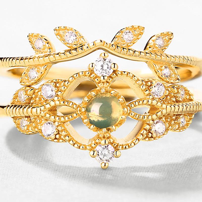 Luxury Opal Vintage Ring Royal Hollow Vine Design for Women - MOWTE