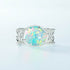 Minimalist Geometric Opal Ring – S925 Sterling Silver Adjustable Open Ring for Women - MOWTE
