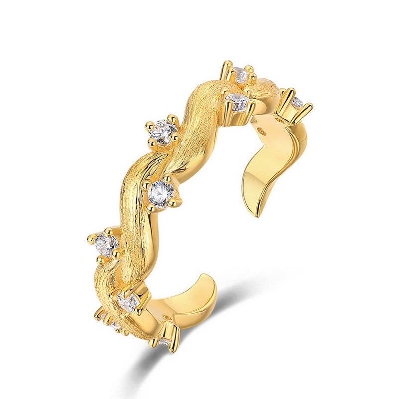 Vintage Royal Style Niche Design High-End Textured Ring for Women Filigree Craft Open band - MOWTE